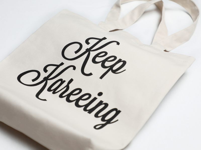 Keep Kareeing Canvas Tote Bag (White)
